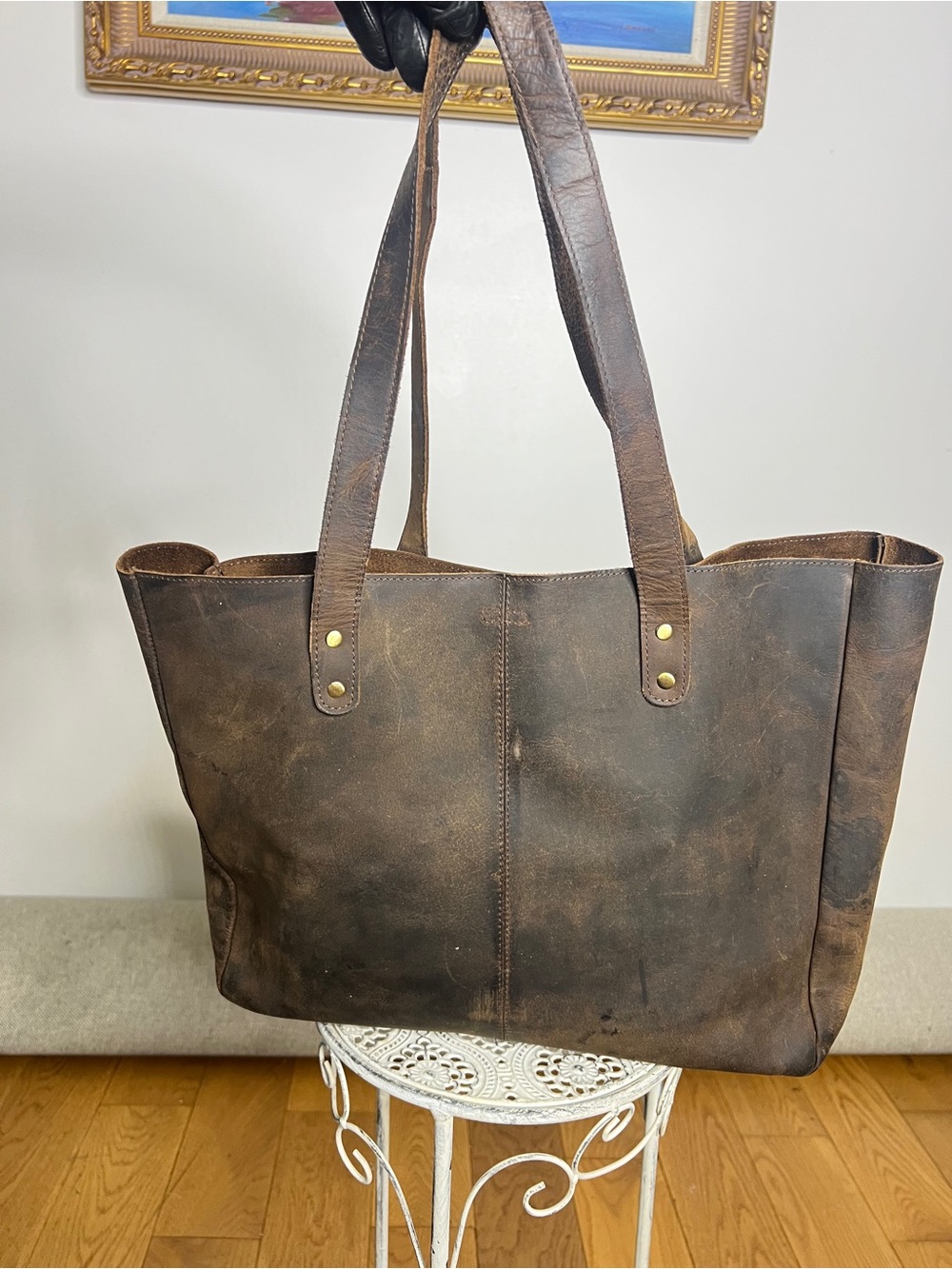 Everyday Rustic Brown Leather Tote - Timeless Carryall